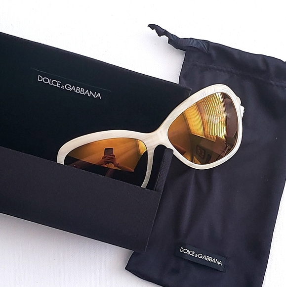 NWT Ivory Marbled Dolce & Gabbana Designer Butterfly Sunglasses - Picture 2 of 4